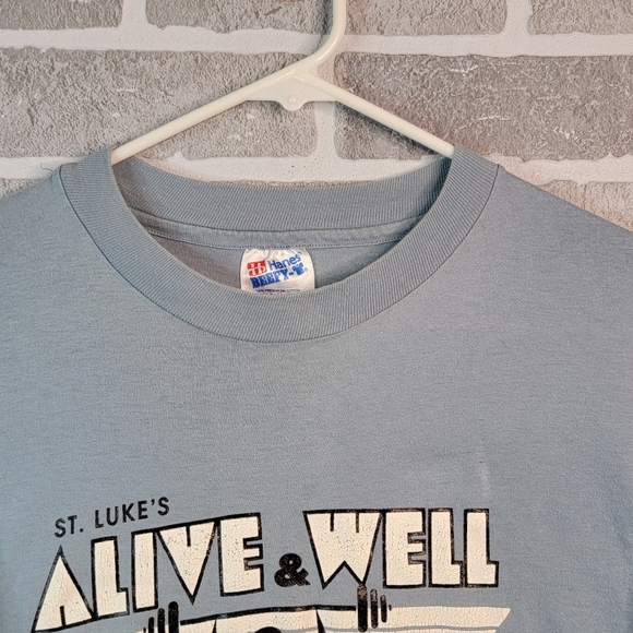 St. Lukes Alive & Well Fitness Center Vintage Single Stitched Tee 90's Men's XXL - Picture 3 of 10